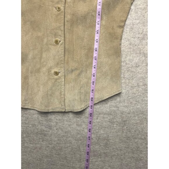 Vintage Petite Sophisticate Tan 100% Leather Button Down Shirt Size 10 Petite - Picture 7 of 7
